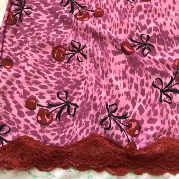 NWT Out From Under Mon Amor Lace Strap Mesh Slip Dress L Blush Pink Red Cherry - Picture 10 of 13